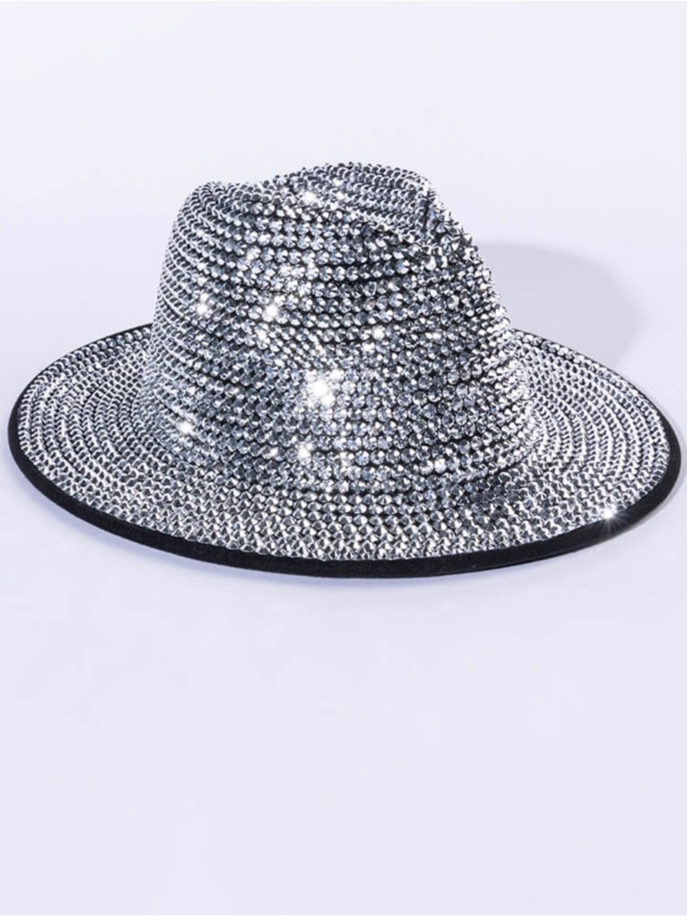 AKIRA Cute Silver & Black Rhinestone Fedora Cowboy Hat Cap Michael Jackson New 🤩 - Picture 7 of 11